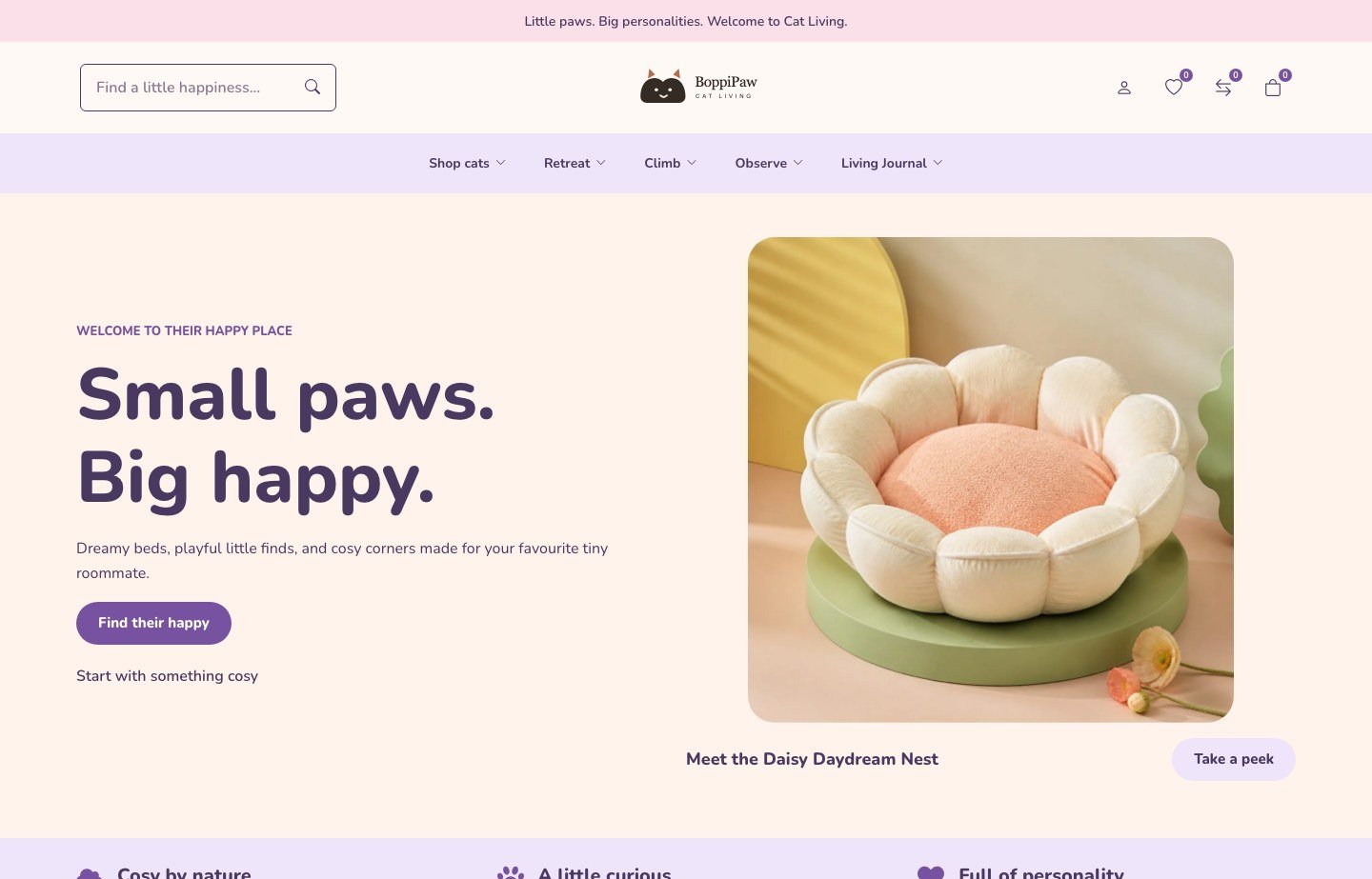 BoppiPaw — Cat Living demo homepage