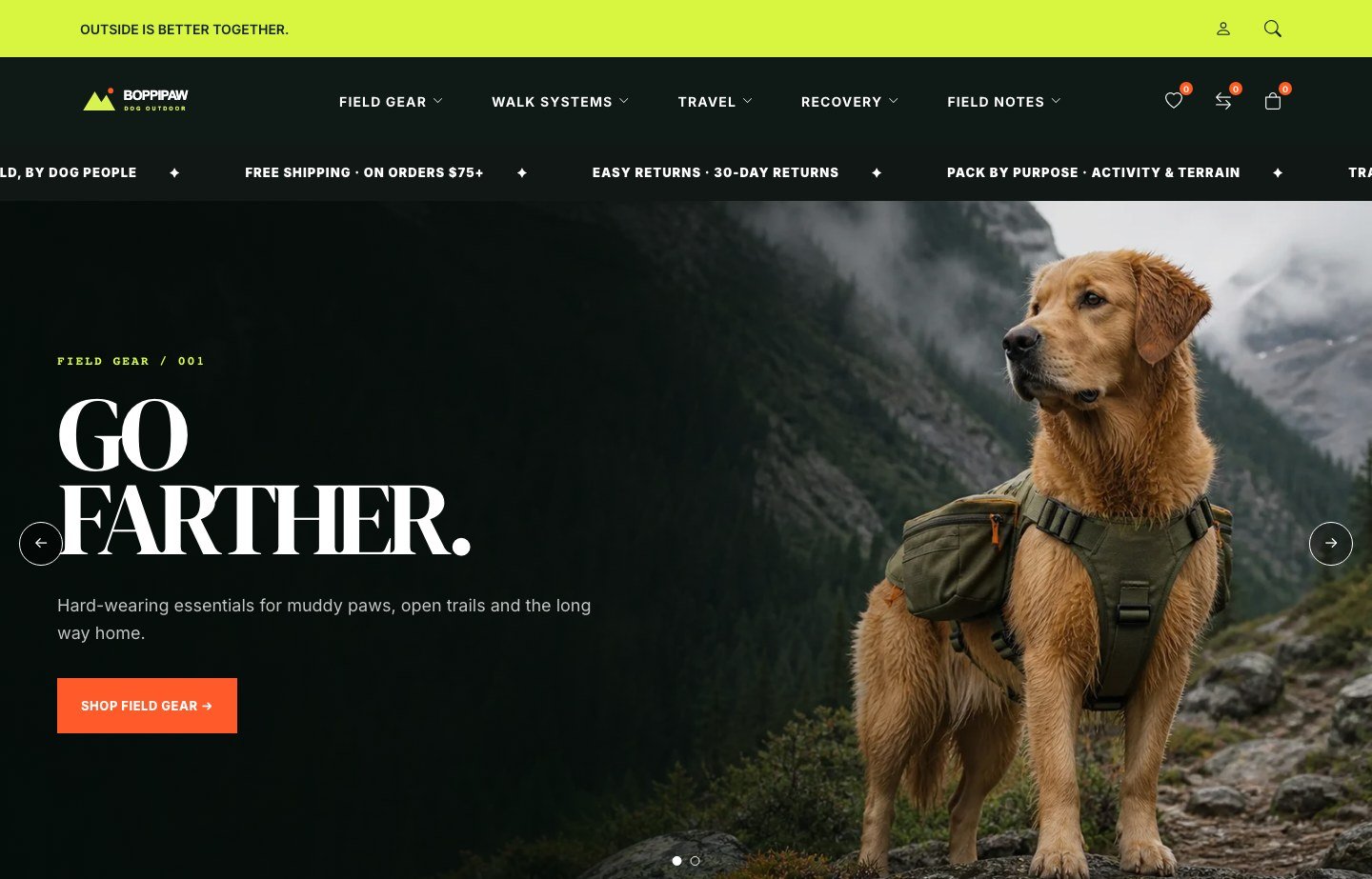 BoppiPaw — Dog Outdoor demo homepage